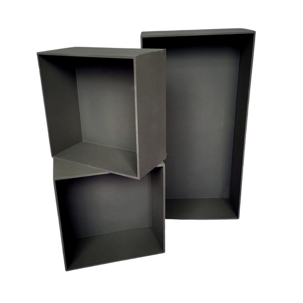 Trio De Nicho Retangular Decorativo Quarto/sala 100% Mdf Marrom Café - 6