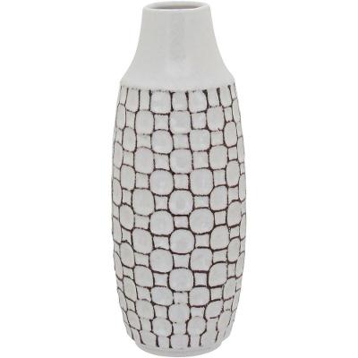 Zimbeu Vaso 32X11X11Cm Cerâmica Branco