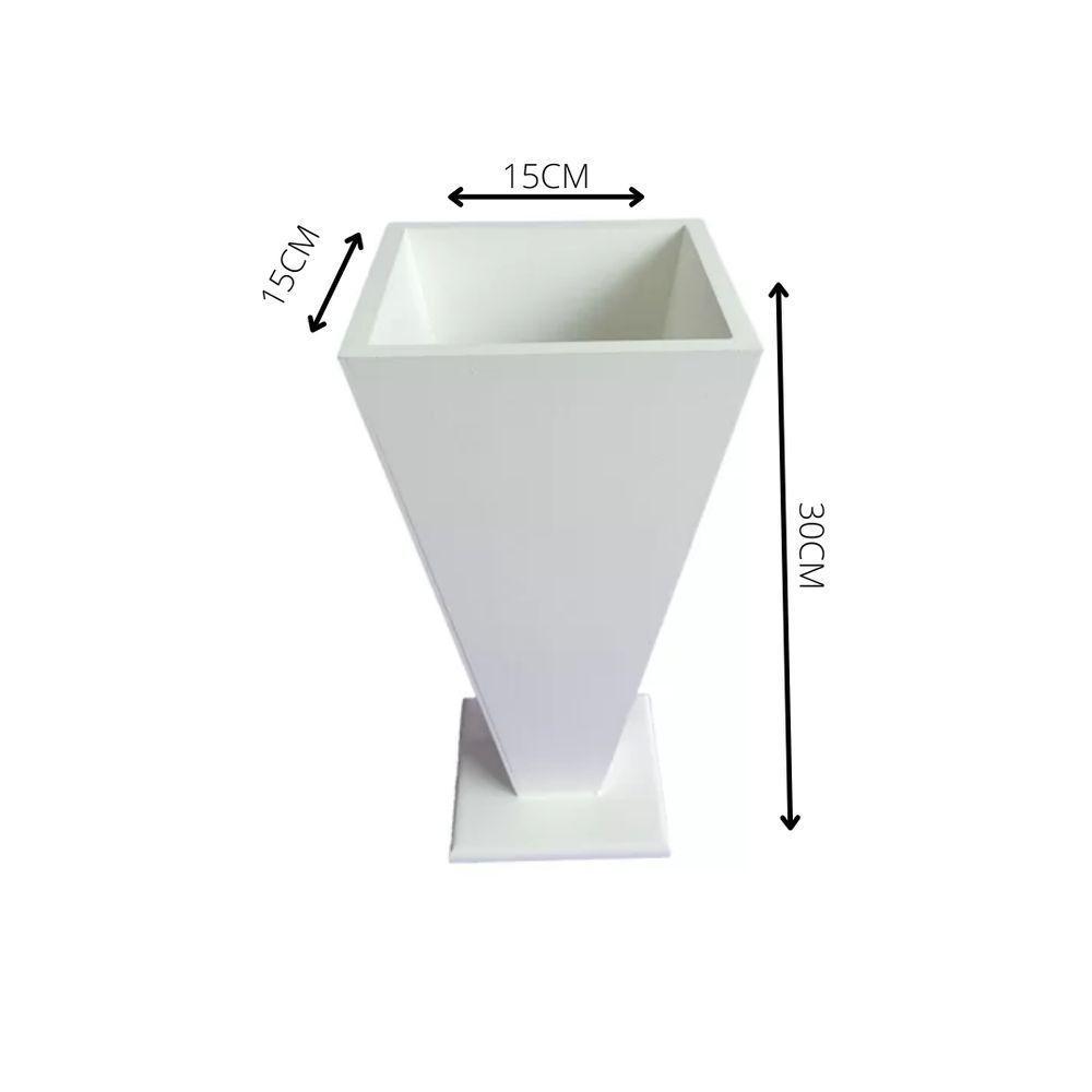 Vaso Taça De Canto Em Mdf (30cm) Branco - 4