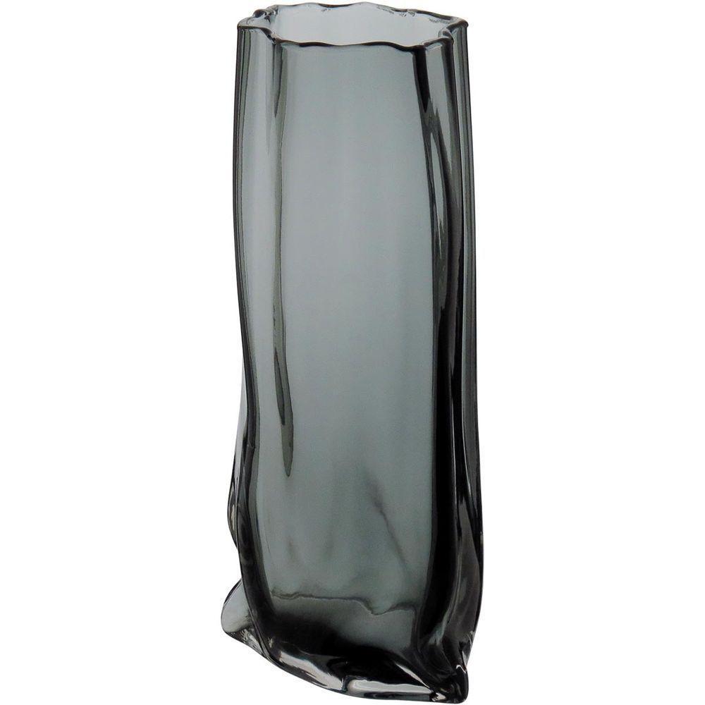 Vaso 30X15X10Cm Vidro Cinza - 10