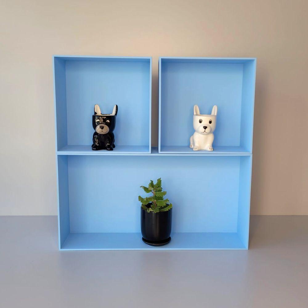 Trio De Nicho Retangular Decorativo Quarto/sala 100% Mdf Azul - 6