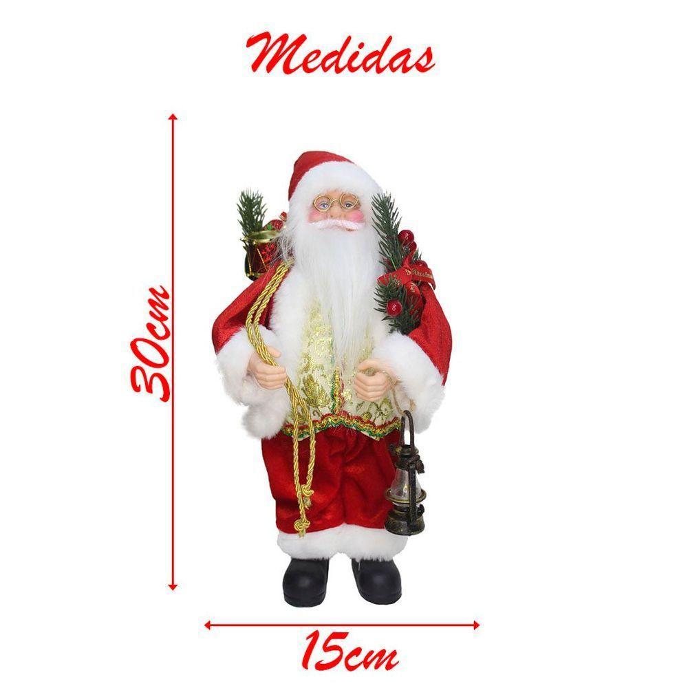 Boneco De Natal Papai Noel Tecido Lampião 30cm - 3