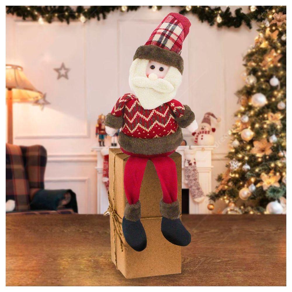 Boneco De Natal Papai Noel Sentado Perna Mole Em Tecido 56cm - 1