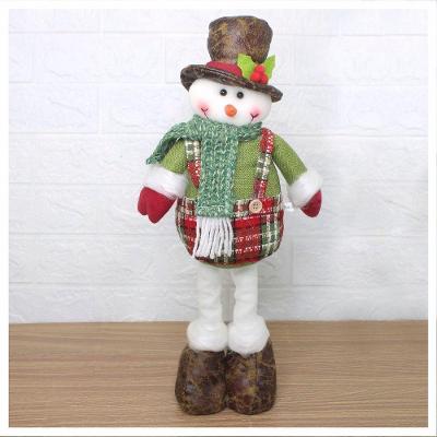 Boneco Natal Boneco De Neve Tecido Xadrez Perna Ajustável 45cm