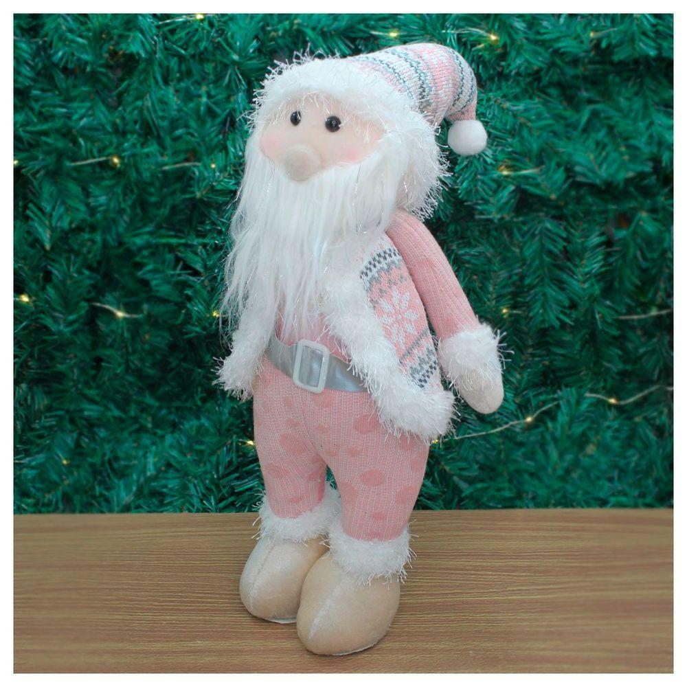 Boneco Natal Papai Noel Rosa Natalino 42cm - 2