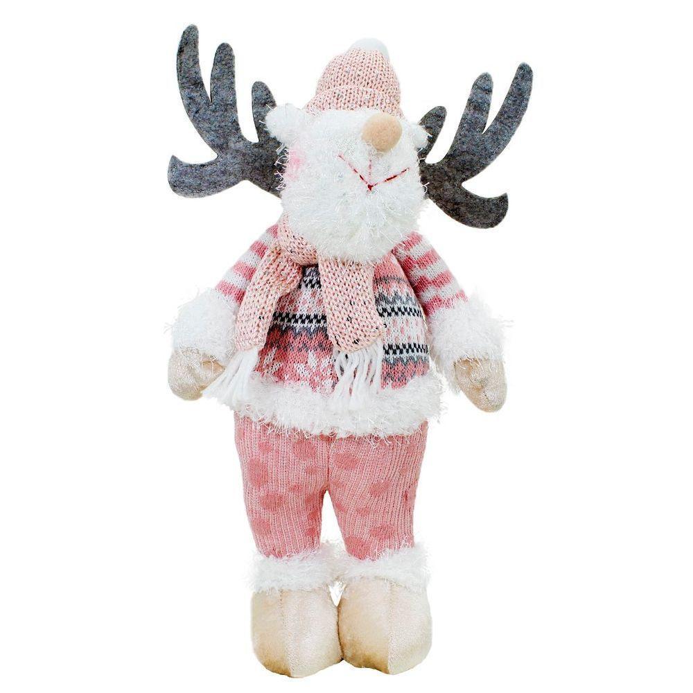 Boneco Natal Rena Rosa Natalina Tecido 44,5cm - 1