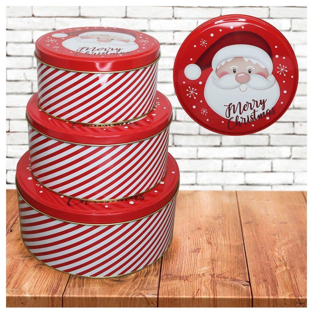 Conjunto De Latas Natalinas Papai Noel Feliz Natal Para Doces - 1
