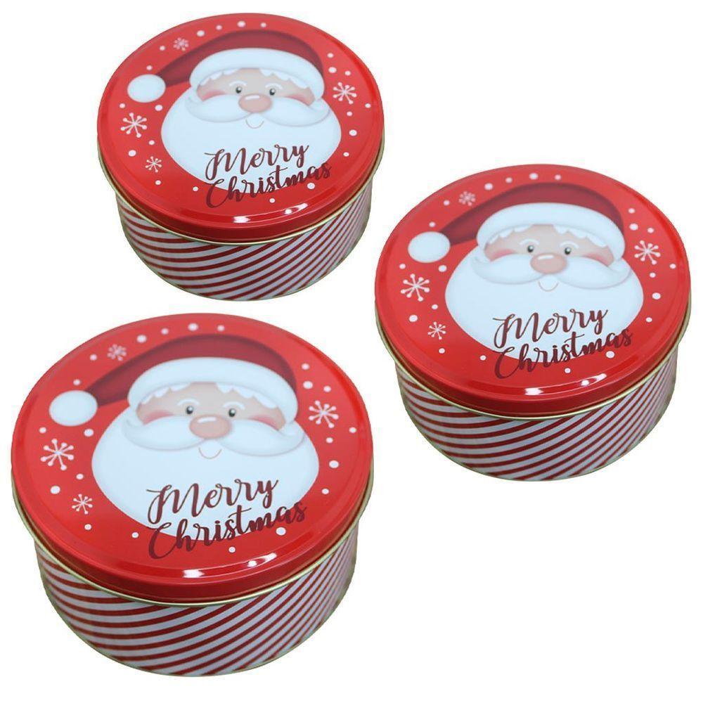 Conjunto De Latas Natalinas Papai Noel Feliz Natal Para Doces - 3
