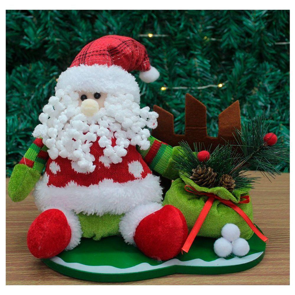 Decoração Boneco Natal Papai Noel Tecido Natalino 28cm - 1