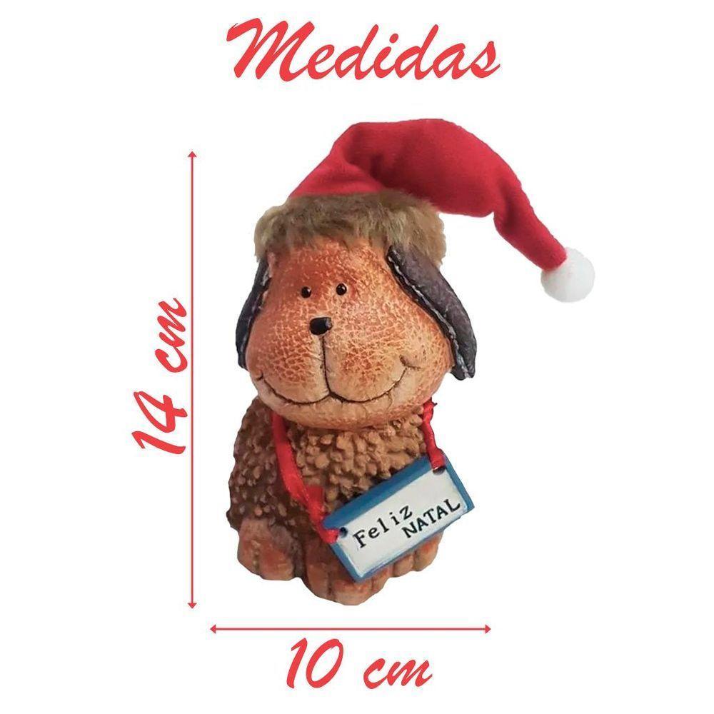 Decoração Enfeite Natal Cachorro Placa Feliz Natal 14cm - 3
