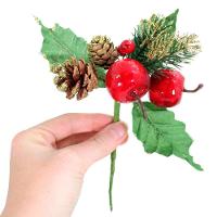 6 Ramos Maçã Decoração De Natal Artificial 18cm