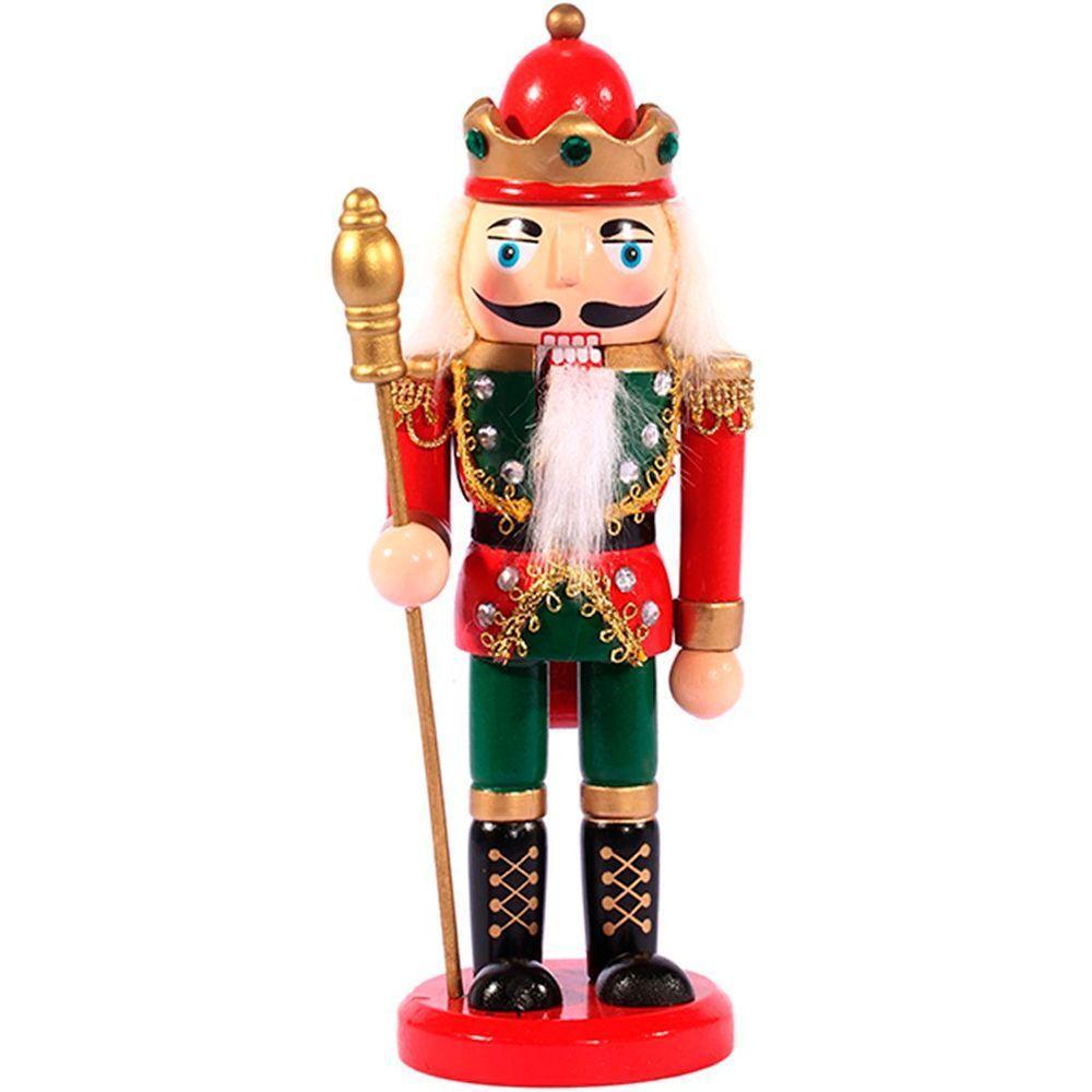Boneco Natal Papai Noel Madeira Quebra Nozes Cajado 20cm - 1