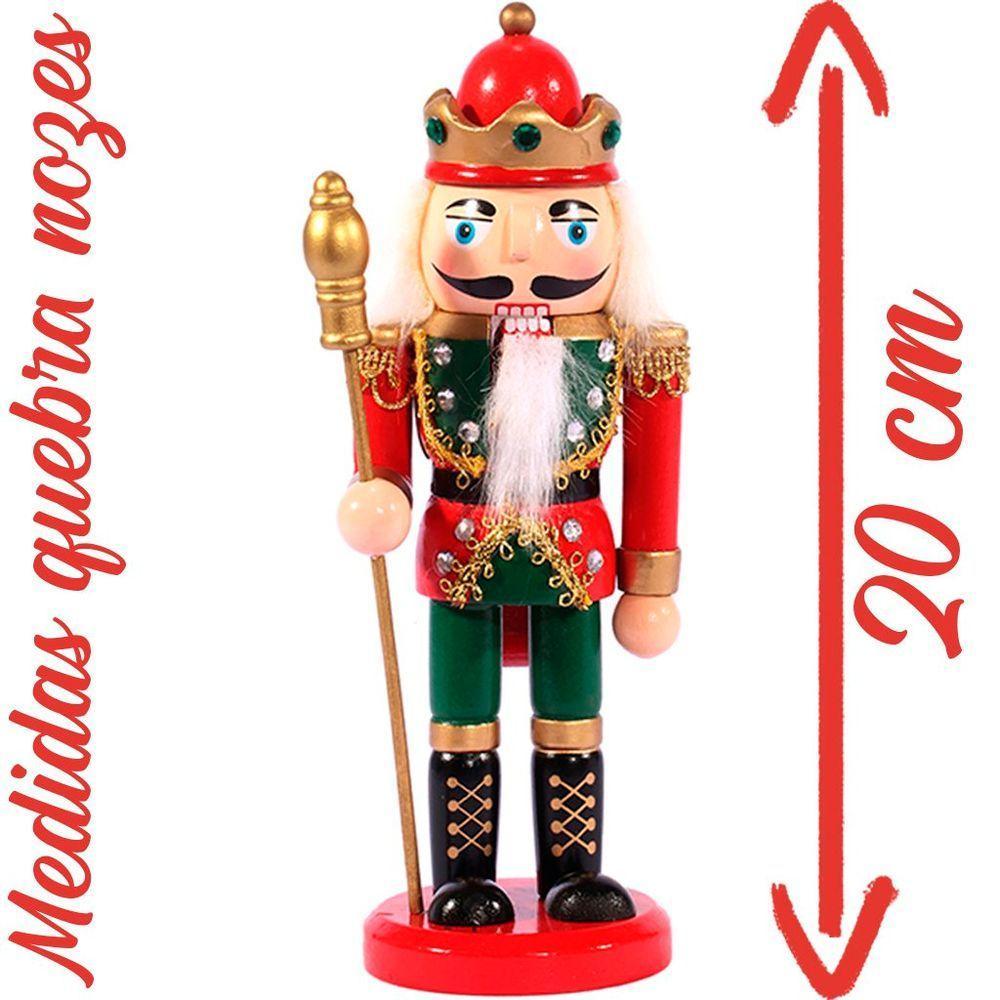Boneco Natal Papai Noel Madeira Quebra Nozes Cajado 20cm - 2