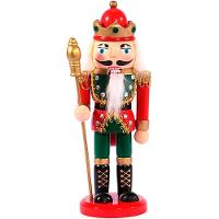 Boneco Natal Papai Noel Madeira Quebra Nozes Cajado 20cm - 1