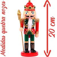Boneco Natal Papai Noel Madeira Quebra Nozes Cajado 20cm - 2