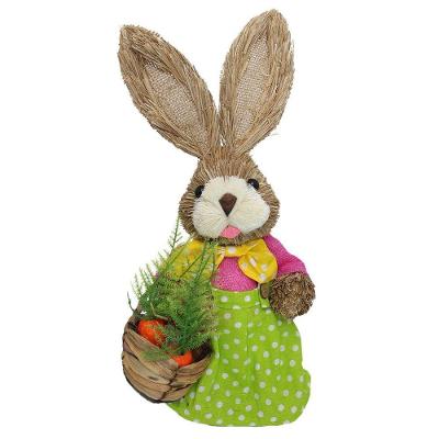 Coelho Fêmea De Palha Páscoa Decoração Enfeite Coelhinho 34cm