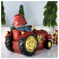 Decoração Enfeite Natal Boneco De Neve No Trator Com Led 18cm - 2