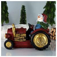 Decoração Enfeite Natal Boneco De Neve No Trator Com Led 18cm - 3