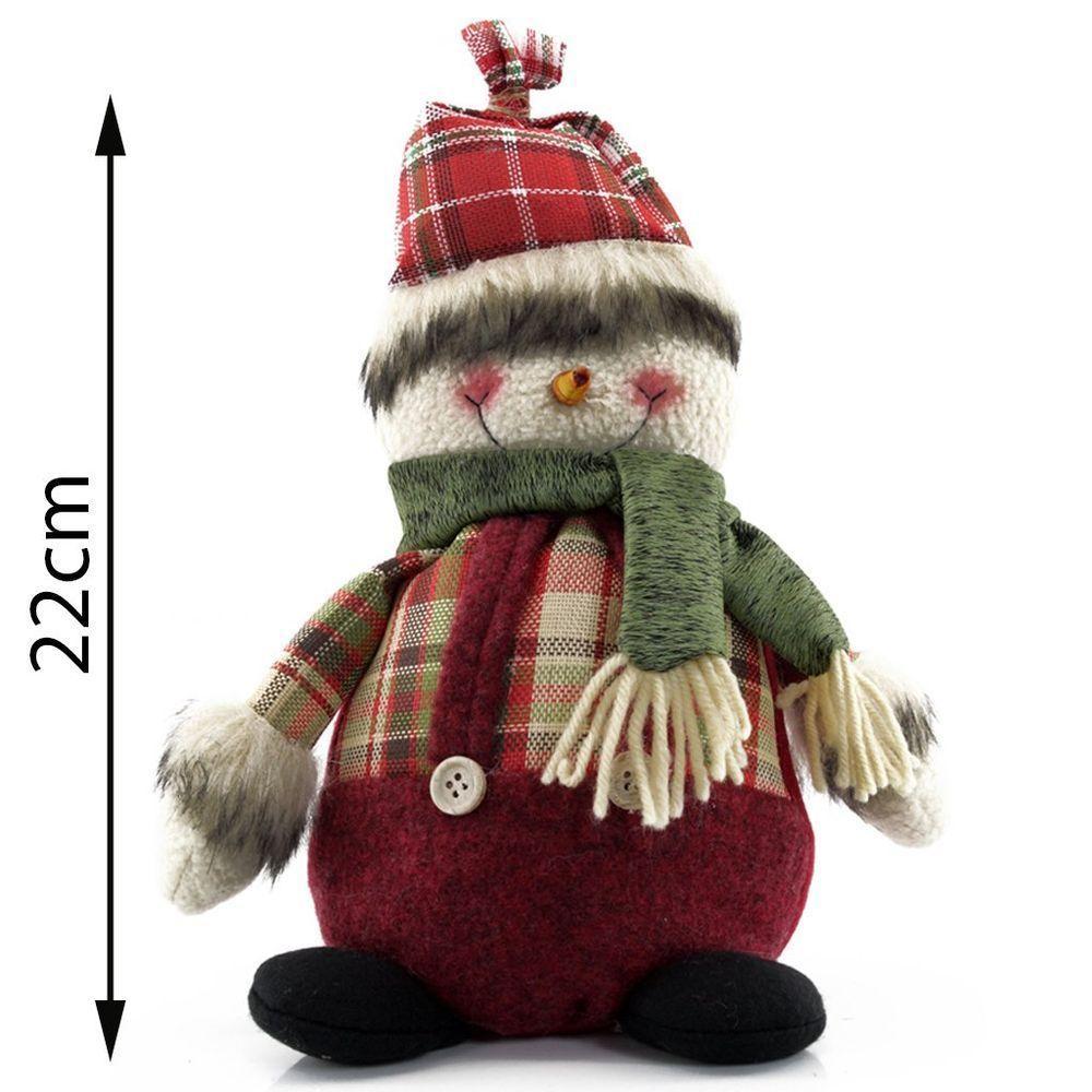 Boneco Natal Decorativo Boneco De Neve Tecido Xadrez 22cm - 4
