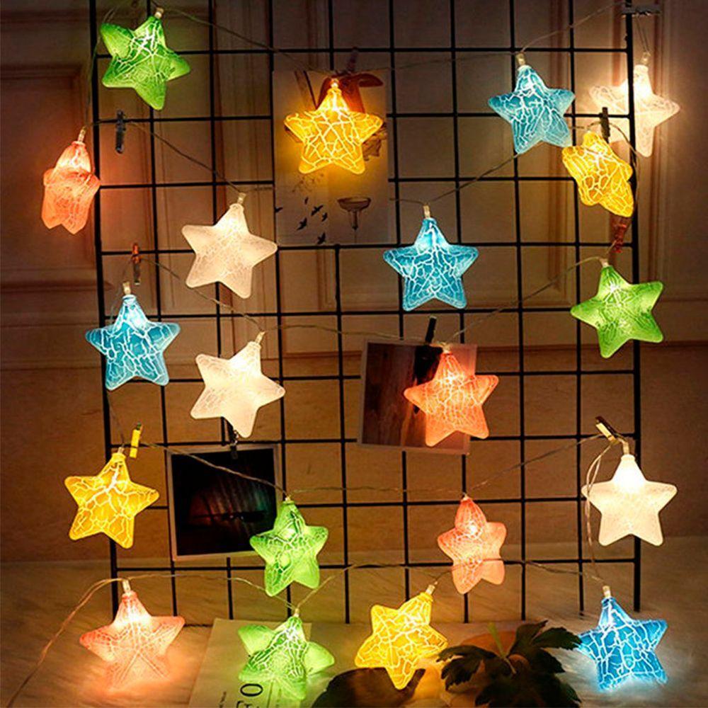 Decoração Varal Cordão Fio De Luzes Lâmpadas Estrela Led Natal Enfeite 2m - 4
