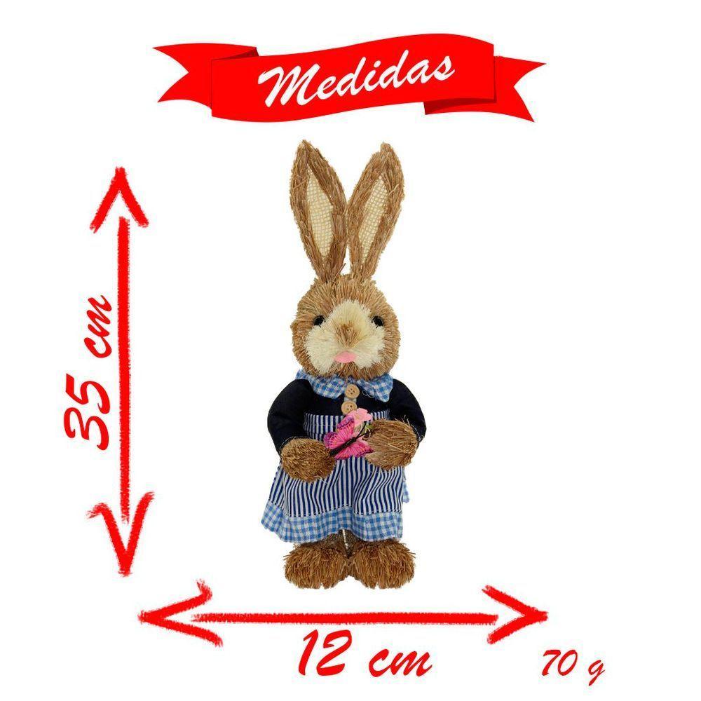 Casal De Coelhos De Páscoa Decoração Enfeite Coelhinhos - 35cm - 3