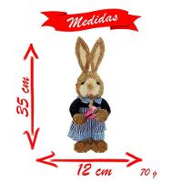 Casal De Coelhos De Páscoa Decoração Enfeite Coelhinhos - 35cm - 3