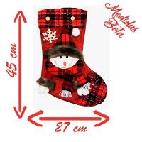 Decoração Natal Bota Meia Xadrez Boneco De Neve Natalino 45cm - 2