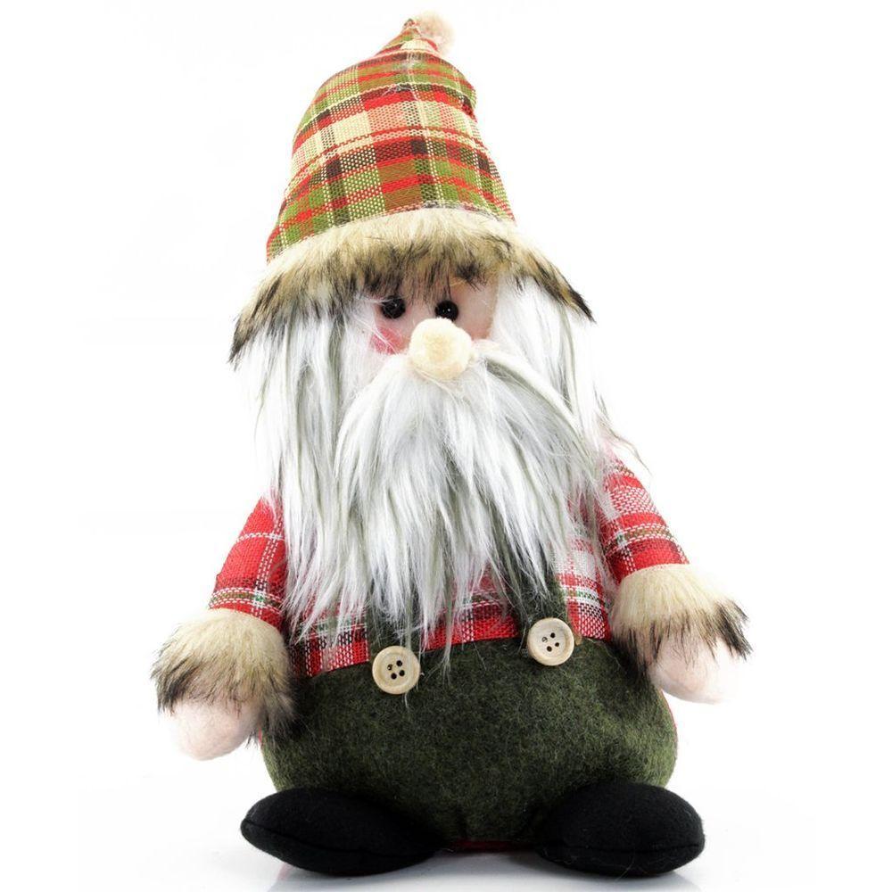 Boneco Natal Decorativo Papai Noel Tecido Xadrez 22cm - 4