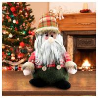 Boneco Natal Decorativo Papai Noel Tecido Xadrez 22cm - 1