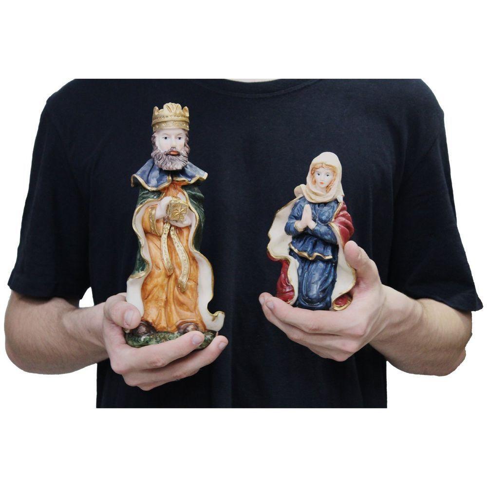 Decoração Enfeite Presépio Natal Escultura Resina 11 Peças - 2