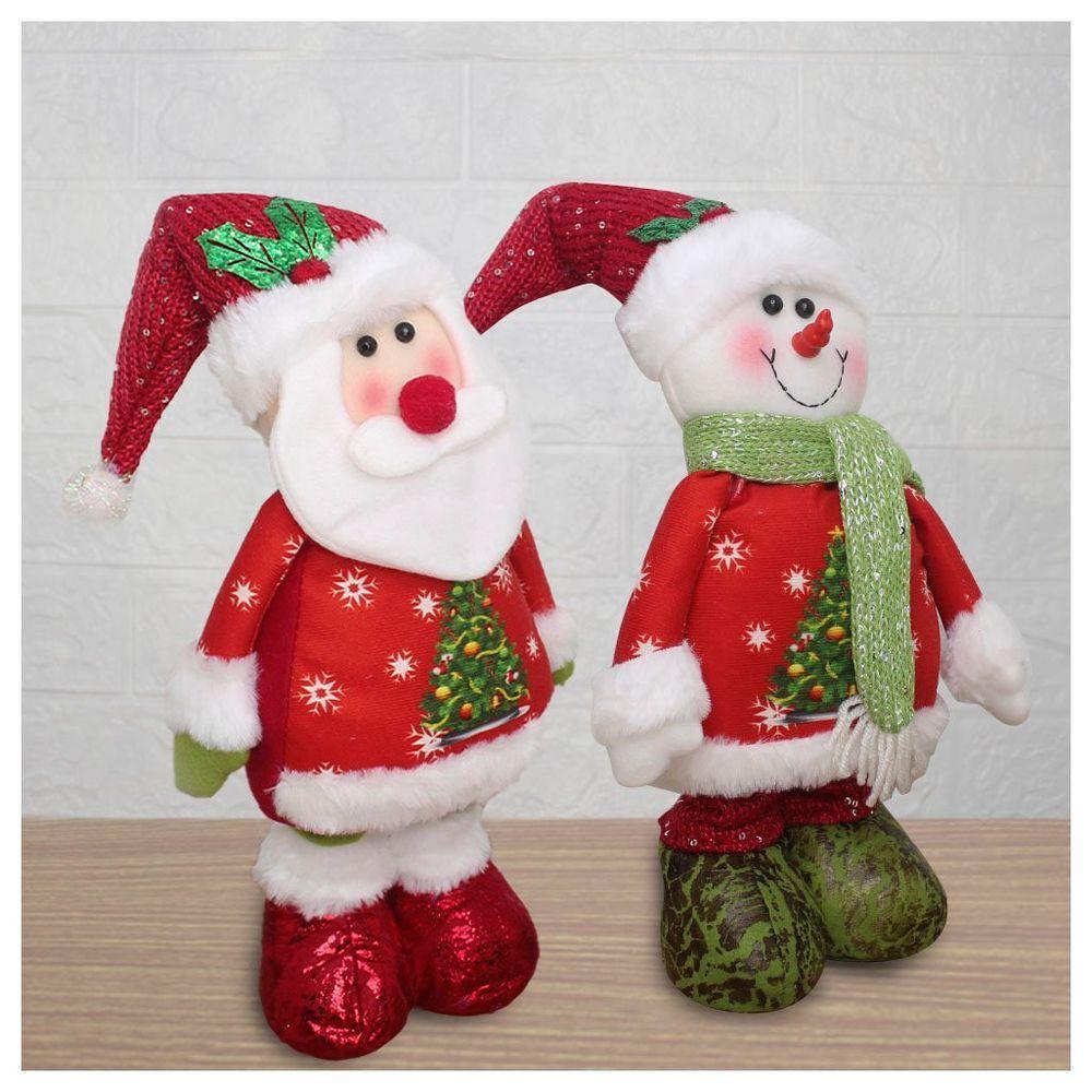Decoração Boneco Natal Papai Noel E Boneco De Neve Perna Ajustável 45cm - 2