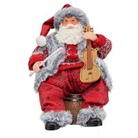 Decoração Enfeite Natal Papai Noel Violinista Em Resina 23cm - 1