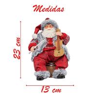 Decoração Enfeite Natal Papai Noel Violinista Em Resina 23cm - 2
