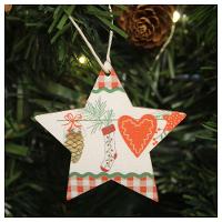 Enfeite 2 Pendentes Para árvore De Natal Estrela Em Mdf 7cm - 1