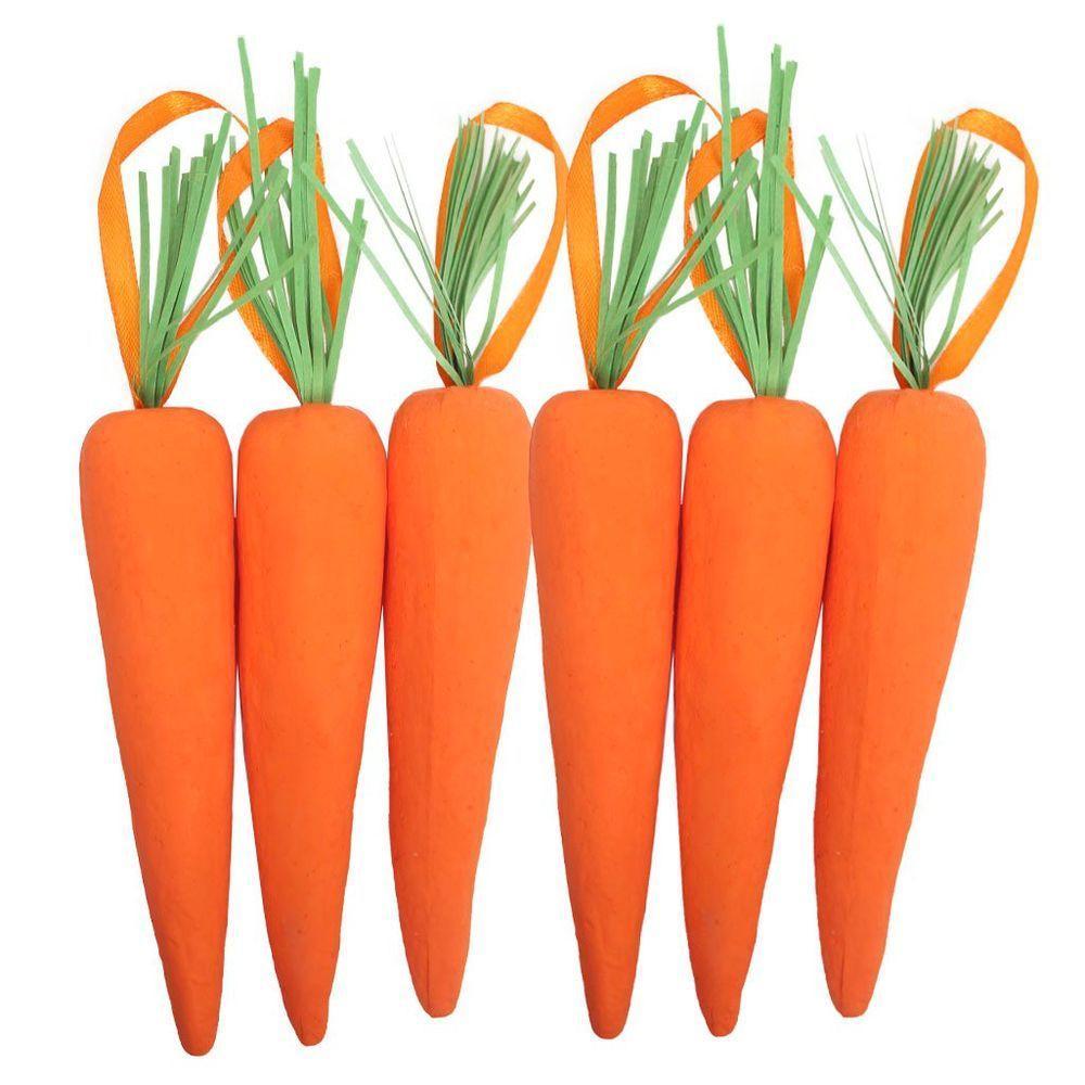 Enfeite Decorativo Páscoa 6 Cenouras Pendentes Isopor 14cm - 1