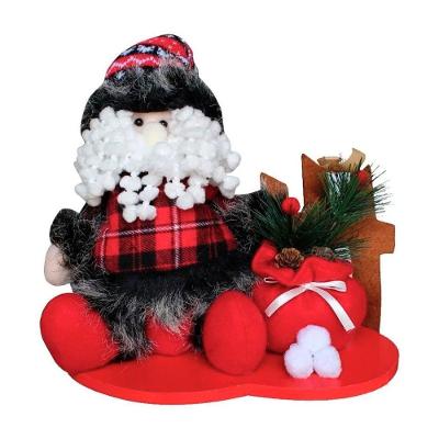 Decoração Natal Papai Noel Tecido Xadrez Natalino 27cm