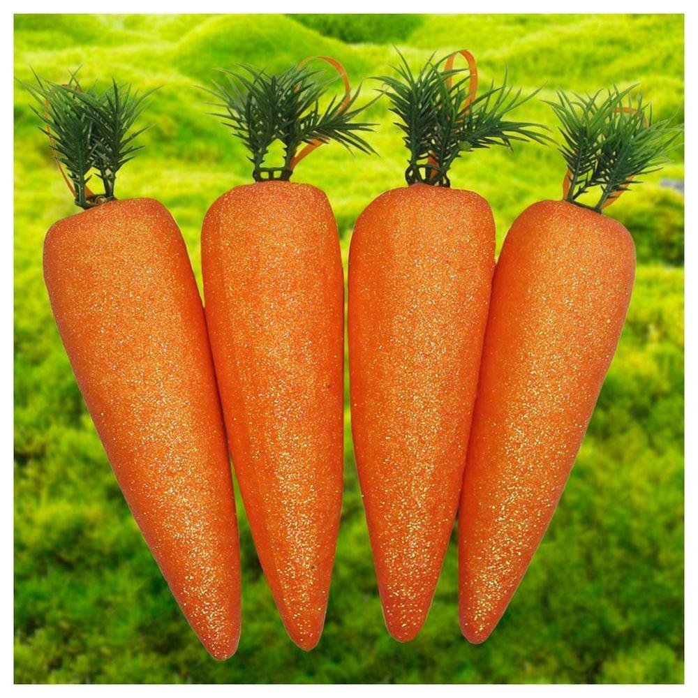 Enfeite Decorativo Páscoa 10 Cenouras Pendentes Isopor 17cm - 2