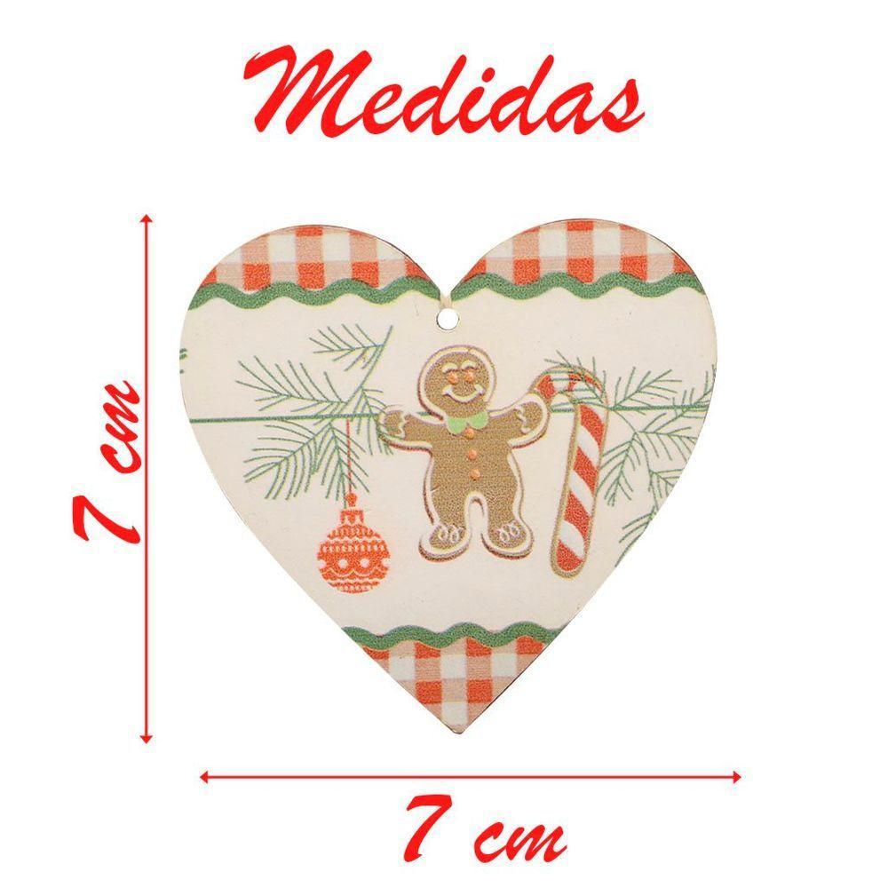 Enfeite 2 Pendentes Para árvore De Natal Coração Em Mdf 7cm - 2
