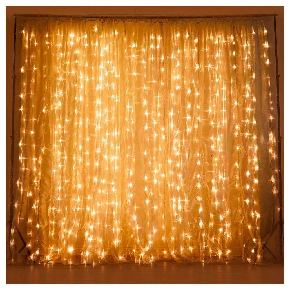 Cascata De Natal 320 Led Luz Amarela 8 Funções 3x2m 220v - 1