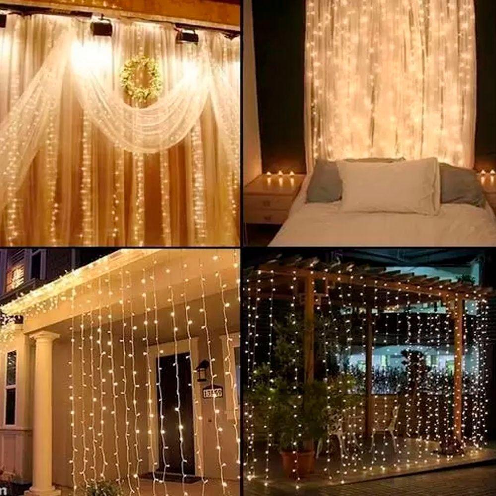 Cascata De Natal 320 Led Luz Amarela 8 Funções 3x2m 220v - 2