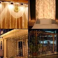 Cascata De Natal 320 Led Luz Amarela 8 Funções 3x2m 220v - 2