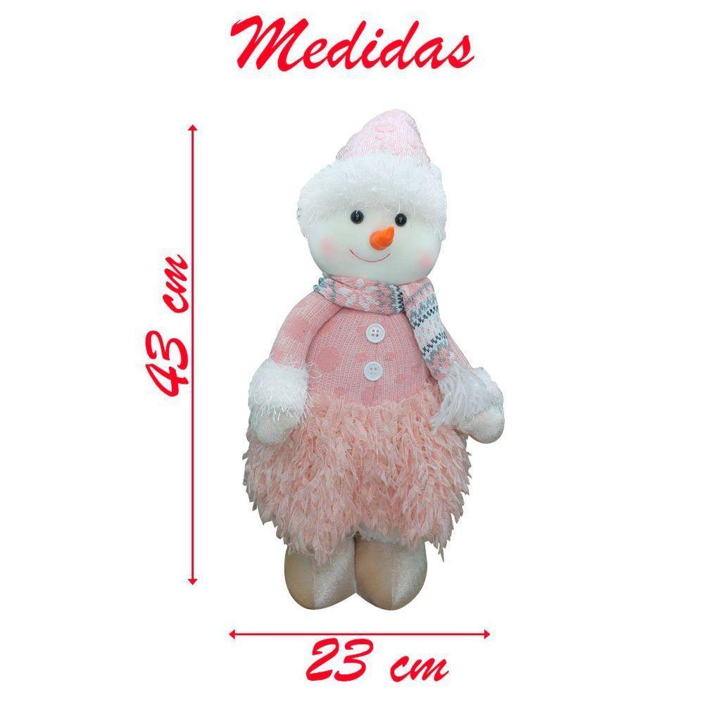 Dupla Boneco Natalino Papai Noel E Boneco De Neve Rosa - 2