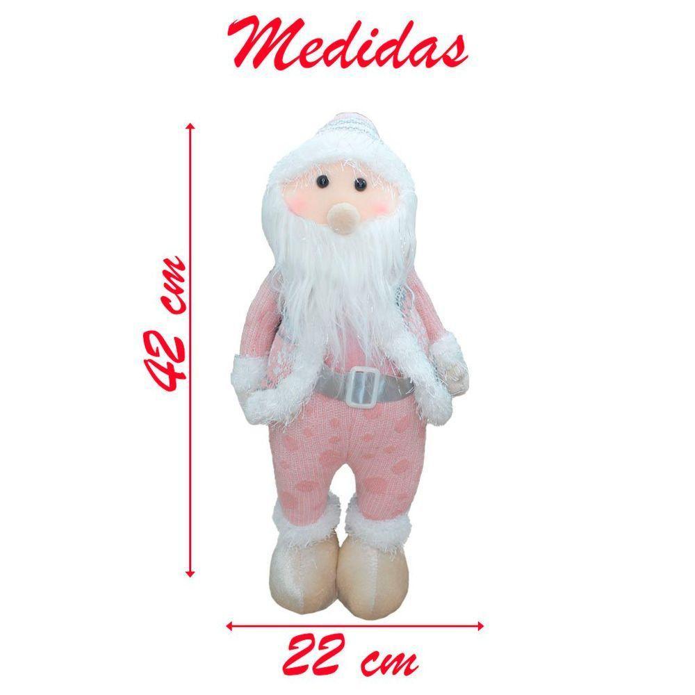 Dupla Boneco Natalino Papai Noel E Boneco De Neve Rosa - 3
