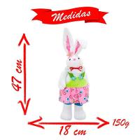 Casal De Coelhos De Páscoa Decoração Enfeite Coelhinhos - 47cm - 6