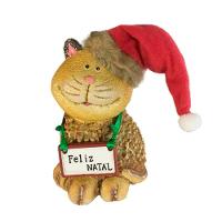 Decoração Enfeite Natal Gatinho Placa Feliz Natal 14cm - 2