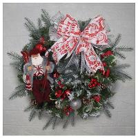 Guirlanda Natalina Enfeite De Porta Papai Noel Esquiador 60cm - 1