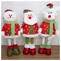 Decoração Trio Natal Papai Noel Boneco De Neve E Rena Perna Ajustável 45cm - 1