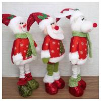 Decoração Trio Natal Papai Noel Boneco De Neve E Rena Perna Ajustável 45cm - 3