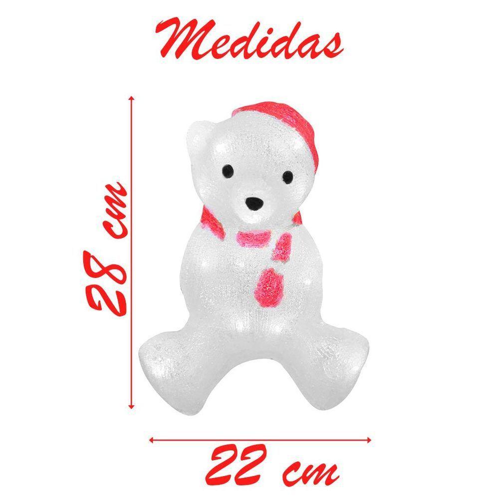 Enfeite Iluminado Natal Urso Polar Natalino Led Acrílico 28cm 220v - 3