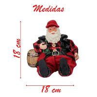 Decoração Enfeite Natal Papai Noel Sentado Com Barril Em Resina 18cm - 2